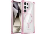 Custodia Magnetica Per Samsung Galaxy S25 Ultra Compatibile Con Magsafe, Antiurto, Protezione Militare Trasparente Rosa