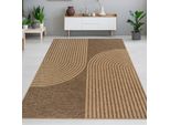 Tappeto Per Interni Ed Esterni Con Motivo Geometrico A Fiocchi In Marrone Beige Dimensioni - 200 X 290 Cm