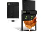 Clanmacy Porta Per Polli Automatica In Alluminio Solare, Porta Per Polli Automatica Con Display A Led, Timer, Telecomando, Porta Per Polli Elettrica Per Pollai, Nero