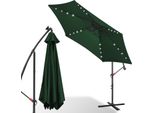 Jayseuw Ombrellone A Sbalzo 350 Cm, Protezione Uv, Manovella - Ombrellone Verde Da Giardino Ombrellone A Sbalzo Da Balcone Con Led