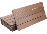 Jayseuw Piastrelle Patio Balcone, Wpc Piastrelle Acqua Filtrabile Patio Giardino, Marrone 30X60Cm 6 Pezzi