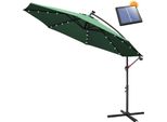 Clanmacy Ombrellone A Sbalzo 350 Cm, Protezione Uv, Manovella - Ombrellone Verde Da Giardino Ombrellone A Sbalzo Da Balcone Con Led