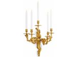 Casa Padrino Portacandele Da Parete Barocco In Ottone Antico H. 55 Cm - Decorazione Da Parete Barocca