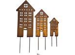 Set Casette Arrugginite Da Giardino - Decorazione In Metallo Per Esterni