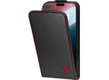 Torro Custodia Flip In Pelle Per Iphone 16 (Ricarica Magsafe) - Nero Con Dettagli Rossi