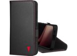 Torro Custodia In Pelle Per Galaxy S24 (Con Funzione Stand) - Nero Con Dettagli Rossi