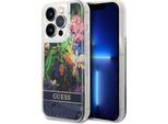 Guess Guhcp14Llflsb Custodia Rigida Per Iphone 14 Pro 6.1 Blu/Blu Fiore Liquido Glitterato