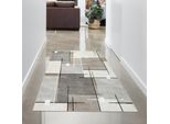 Tappeto Moderno Con Motivo Geometrico - Beige, Grigio E Nero - Morbido E Facile Da Pulire Dimensioni - 80X140 Cm