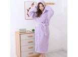Accappatoio Invernale In Pile Di Corallo Con Cappuccio, Accappatoio Da Donna Morbido, Confortevole E Assorbente, Colore: Viola