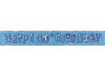 Unique Party - Glitter - Bandiera "Buon 60° Compleanno"", Foil SG37498 (Taglia Unica) (Blu/Argento)"