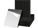 Clanmacy 12 Stuks Pannelli Acustici Quadrati Piastrelle Autoadesive Pannelli Acustici Fonoassorbenti Pannello Murale Ad Alta Densità Nero