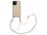 Custodia Iphone 14/Iphone 13 Cover Protettiva Nova Croco Backcover Met Koord En Pashouder Imitazione Pelle Beige Selencia