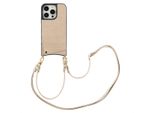 Custodia Iphone 14 Pro Custodia Protettiva Nova Croco Backcover Met Koord En Pashouder Faux Leather Beige Selencia