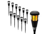 1.01 Torcia Solare Da Giardino A Led In Look Rattan - 12 Pezzi - Luce Solare Con Effetto Fiamma (12 Pezzi)