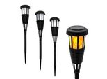 1.01 Torcia Solare Da Giardino A Led In Rattan - 4 Pezzi - Luce Solare Con Effetto Fiamma (4 Pezzi)