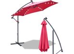 Aopunly Ombrellone A Sbalzo 350 Cm Con Led, Protezione Uv, Manovella - Ombrellone Rosso Da Giardino Ombrellone Da Mercato Ombrellone A Manovella Balcone