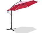 Aopunly Ombrellone A Sbalzo 300 Cm Con Led, Ombrellone Da Giardino A Manovella Balcone Protezione Uv, A Manovella, Rosso