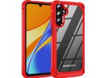 Custodia Per Samsung Galaxy A15 5G/4G, Paraurti Ibrido In Pc Tpu Trasparente E Custodia Antiurto Rosso