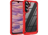 Custodia Per Samsung Galaxy A16 5G/4G, Paraurti Ibrido In Pc Tpu Trasparente E Custodia Antiurto Rosso
