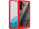 Custodia Per Samsung Galaxy A54, Paraurti Ibrido In Pc Tpu Trasparente E Custodia Antiurto Rosso