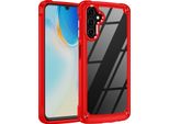 Custodia Per Samsung Galaxy A14 5G/4G, Paraurti Ibrido In Pc Tpu Trasparente E Custodia Antiurto Rosso
