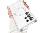 Custodia Per Samsung Galaxy S24 Ultra Magnetic Transparent Case Con Magsafe E Camera Cover Silver