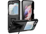 Custodia Per Samsung Galaxy Z Flip 5, Custodia Ibrida Antiurto In Pc Rigido E Tpu Morbido Nero