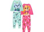 Paw Patrol - Pigiama Con Pantaloni Lunghi Per Bambina (Confezione Da 2) A Maniche Lunghe NS8731 (104) (Azzurro/Rosa)