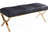Panca Casa Padrino Blu Scuro / Oro 120 Cm - Mobili