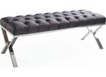 Casa Padrino Luxury Chesterfield Bench Grigio / Argento 120 Cm - Mobili
