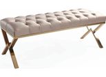 Casa Padrino Luxury Chesterfield Bench Beige / Gold 120 Cm - Mobili