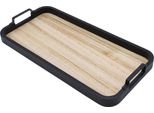 1.04 Vassoio Decorativo Nero Con Manici - Circa 40 X 20 Cm - Con Base Naturale
