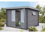Finnhaus Wolff WPC Gerätehaus Bella 2929 28 Gerätehaus aus Holz/Kunststoff in Grau, Geräteschrank mit 28 mm Wandstärke Gartenhaus