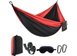 Amaca Da Esterno 270 X 140 Cm, Capacità Di Carico 300 Kg, Amaca Portatile Con Borsa Da Viaggio E Maschera Per Gli Occhi Per Giardino, Interno, Balcone, Terrazza, Campeggio, Rosso/Nero