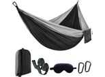 Amaca Da Esterno 270 X 140 Cm, Capacità Di Carico 300 Kg, Amaca Portatile Con Borsa Da Viaggio E Maschera Per Gli Occhi Per Giardino, Interno, Balcone, Terrazza, Campeggio, Grigio/Nero
