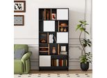 Libreria Aiorber, Con Vano A Giorno Con 5 Ripiani, Venatura Del Legno Marrone, Antiribaltamento, Stabile, Per Soggiorno, Ufficio, 80 X 30 X 165 Cm, Nero