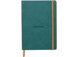 Rhodia 117376C - Taccuino Con Copertina Morbida Rhodiarama Din A5 (14,8X21 Cm), 80 Fogli, Carta Clairefontaine Foderata Avorio 90G Segnalibro, Chiusura Elastica, Copertina In Pelle Finta Verde Pavone, 1 Pezzo