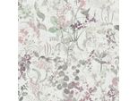 Profhome 388251-GU Carta Da Parati In Tessuto Non Tessuto Floreale Opaca Bianco Verde Rosa Perla Viola 5,33 M2