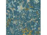 Profhome 388253-GU Blumen Vliestapete Floral Matt Blau Petrol Gelb GrüN 5,33 M2