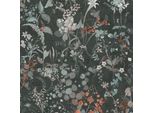 Profhome 388254-GU Blumen Vliestapete Floral Matt Schwarz Grau Petrol Rot 5,33 M2
