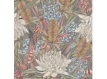 Profhome 394283-GU Carta Da Parati In Tessuto Non Tessuto Floral Opaco Grigio Rosa Verde Bianco 5,33 M2