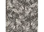 Profhome 394252-GU Carta Da Parati In Tessuto Non Tessuto Floral Jungle Nero Opaco Bianco 5,33 M2