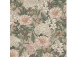 Profhome 394262-GU Carta Da Parati In Tessuto Non Tessuto Floral Opaco Rosa Verde Bianco Arancio 5,33 M2