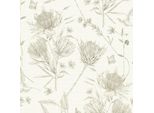 Profhome 394273-GU Carta Da Parati In Tessuto Non Tessuto Floral Opaco Bianco Verde 5,33 M2