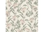 Profhome 394304-GU Carta Da Parati In Tessuto Non Tessuto Floral Opaco Bianco Grigio Verde 5,33 M2