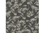 Profhome 394302-GU Carta Da Parati In Tessuto Non Tessuto Floreale Nero Bianco Grigio Opaco 5,33 M2