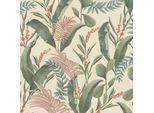 Profhome 394361-GU Blumen Vliestapete Floral Matt Creme GrüN Beige Rosa 5,33 M2