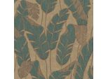 Profhome 395022-GU Carta Da Parati In Tessuto Non Tessuto Nature Floreale Lucido Beige Verde Nero 5,33 M2