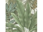 Profhome 396472-GU Carta Da Parati In Tessuto Non Tessuto Nature Jungle Verde Opaco Bianco Beige 5,33 M2