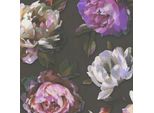Profhome 396091-GU Carta Da Parati In Tessuto Non Tessuto Floral Opaco Nero Viola Verde Marrone 5,33 M2